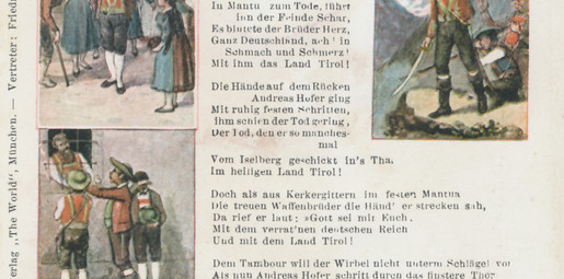 Szenen aus dem Leben Andreas Hofers mit Text Zu Mantua in Banden ..., 14.8.1901