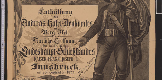 Plakat zur Enthüllung des Andreas-Hofer-Denkmals am Bergisel am 26. Oktober 1893